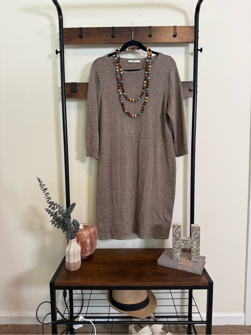 Liz Claiborne New York Sweater Knit Dress | Women’s | Taupe Heather | 3/4 Sleeve